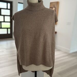 Makk Sleeveless Turtleneck Sweater Tan Sz Small